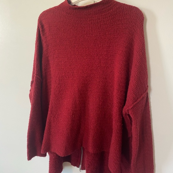 Altar'd State red oversized crewneck sweater zipper back size women's small - Picture 3 of 7